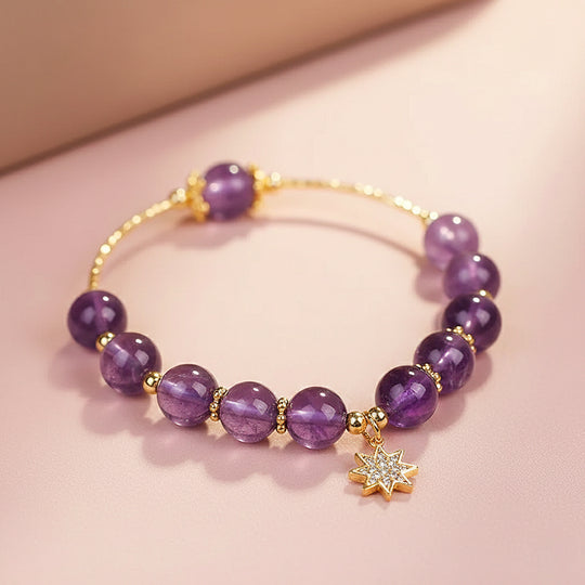 Star Amethyst &amp; Celestial Gold Natural Crystal Bracelet | C208 - Crystal Bracelet | Singapore Jewellery, Wedding Rings &amp; Gifts | Same Day Delivery | Tiara.com.sg