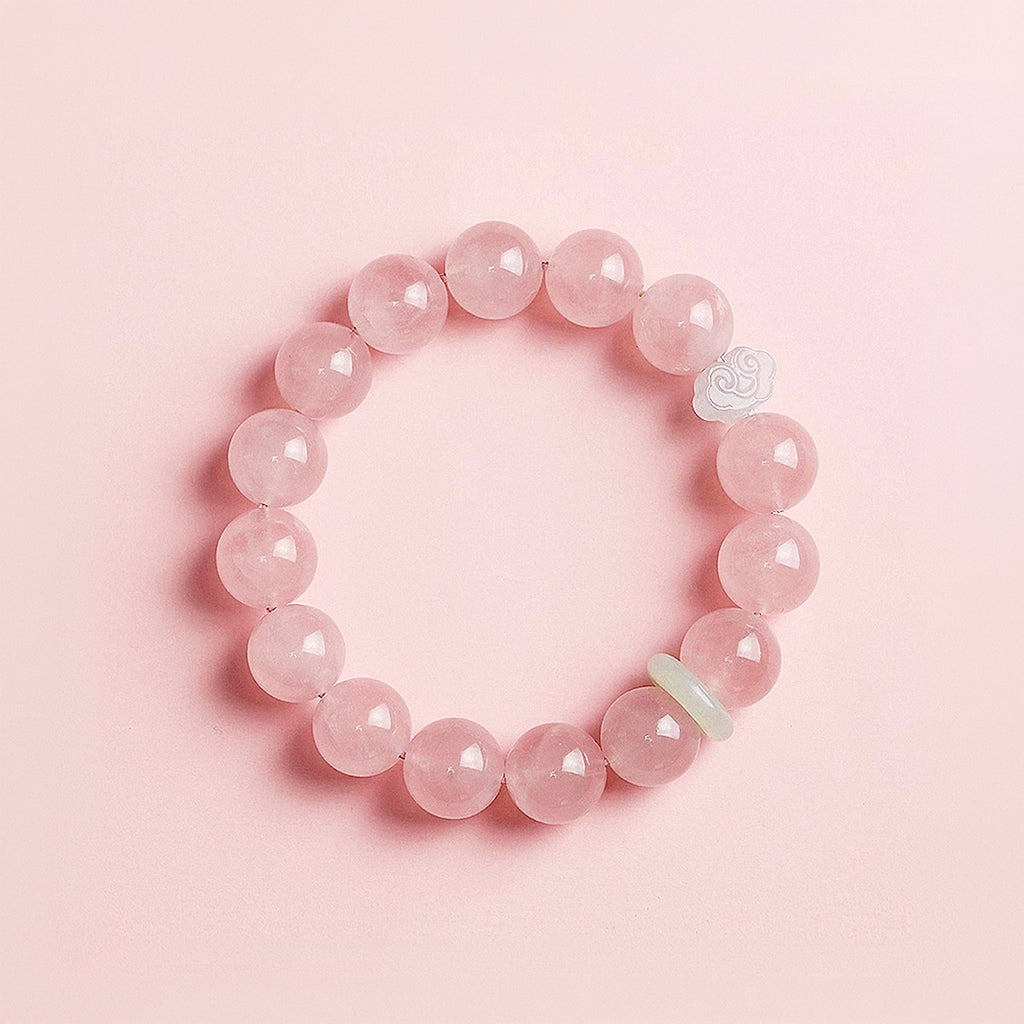 Madagascan Rose Quartz & Hetian Jade Fortune Natural Crystal