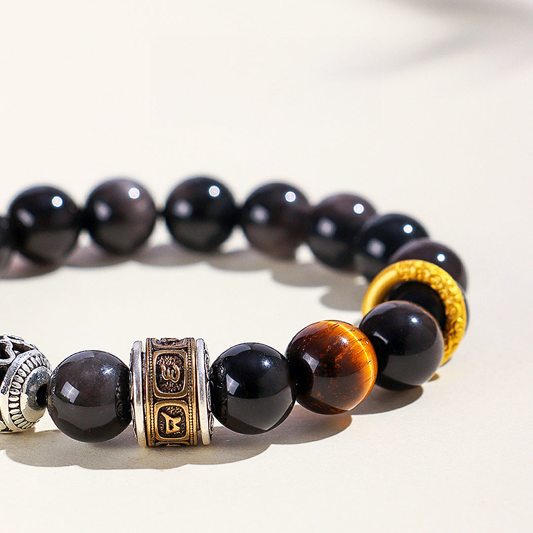 C221 - Silver Obsidian, Yellow Tiger Eye