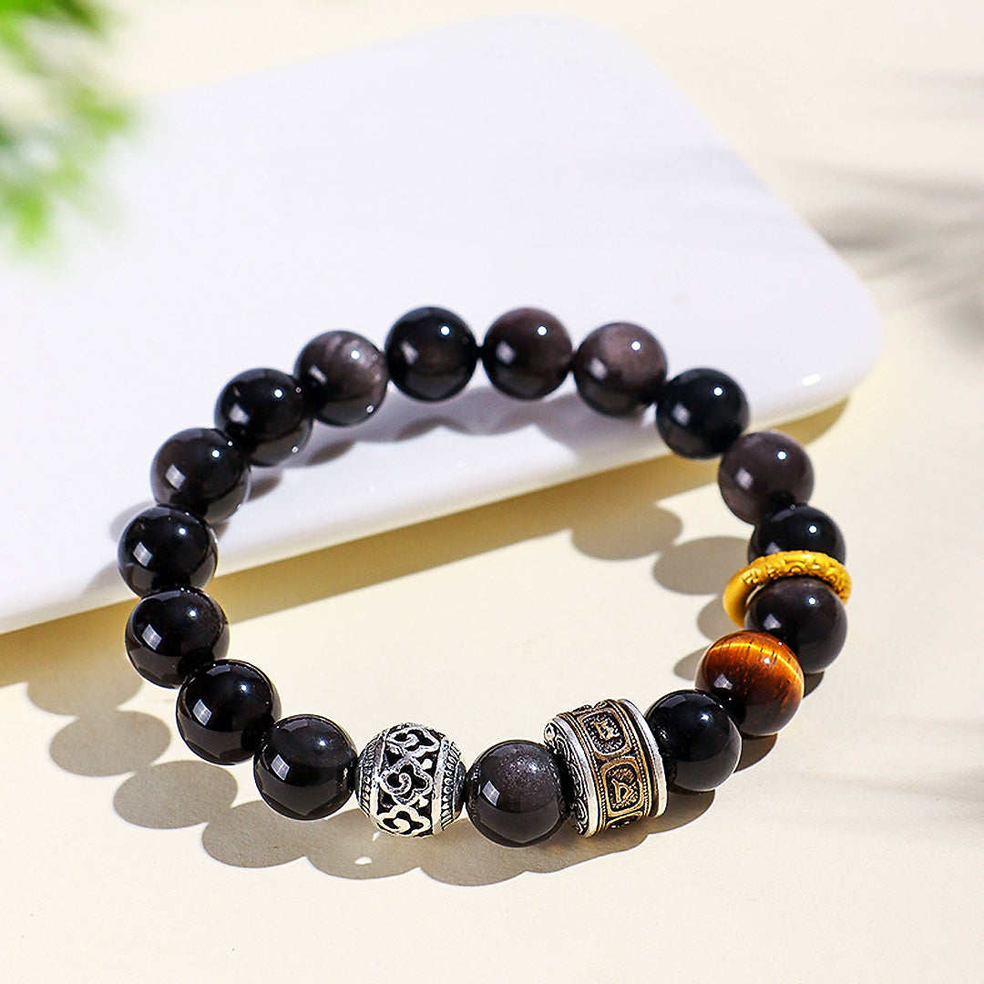 C221 - Silver Obsidian, Yellow Tiger Eye