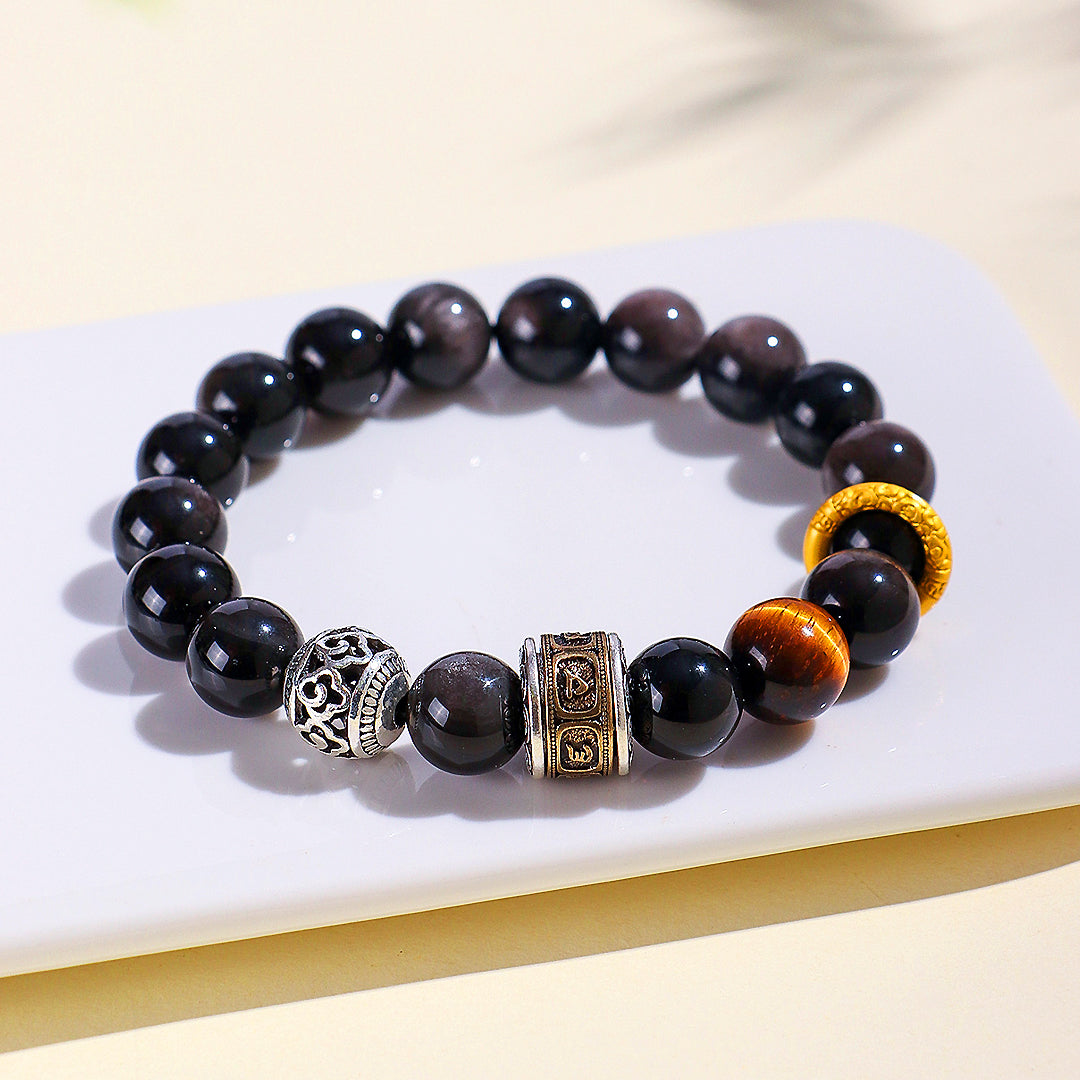 C221 - Silver Obsidian, Yellow Tiger Eye