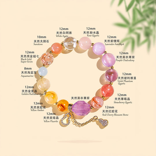 Multicolour Chakra Alignment 15-Stone Natural Crystal Bracelet | C222