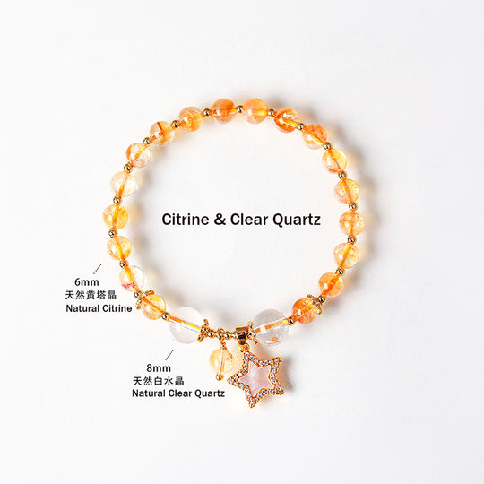 Amethyst, Citrine &amp; Rose Quartz Star Wish Natural Crystal Bracelet | C227