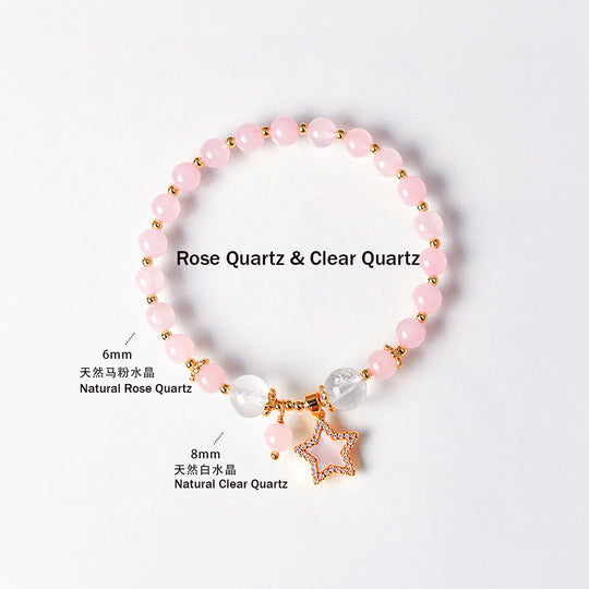 Amethyst, Citrine &amp; Rose Quartz Star Wish Natural Crystal Bracelet | C227