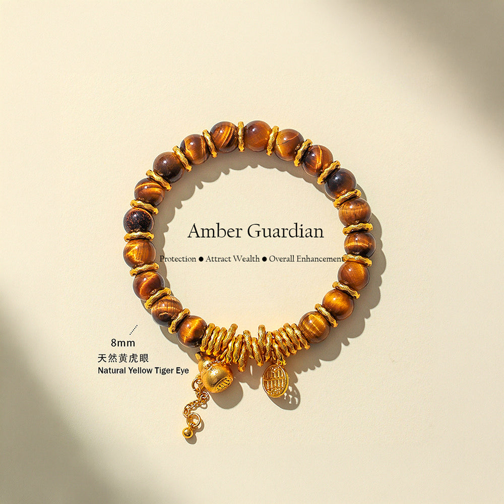 Golden Topaz, Tiger Eye & Rose Quartz Prosperity Natural Crystal Bracelet | C236