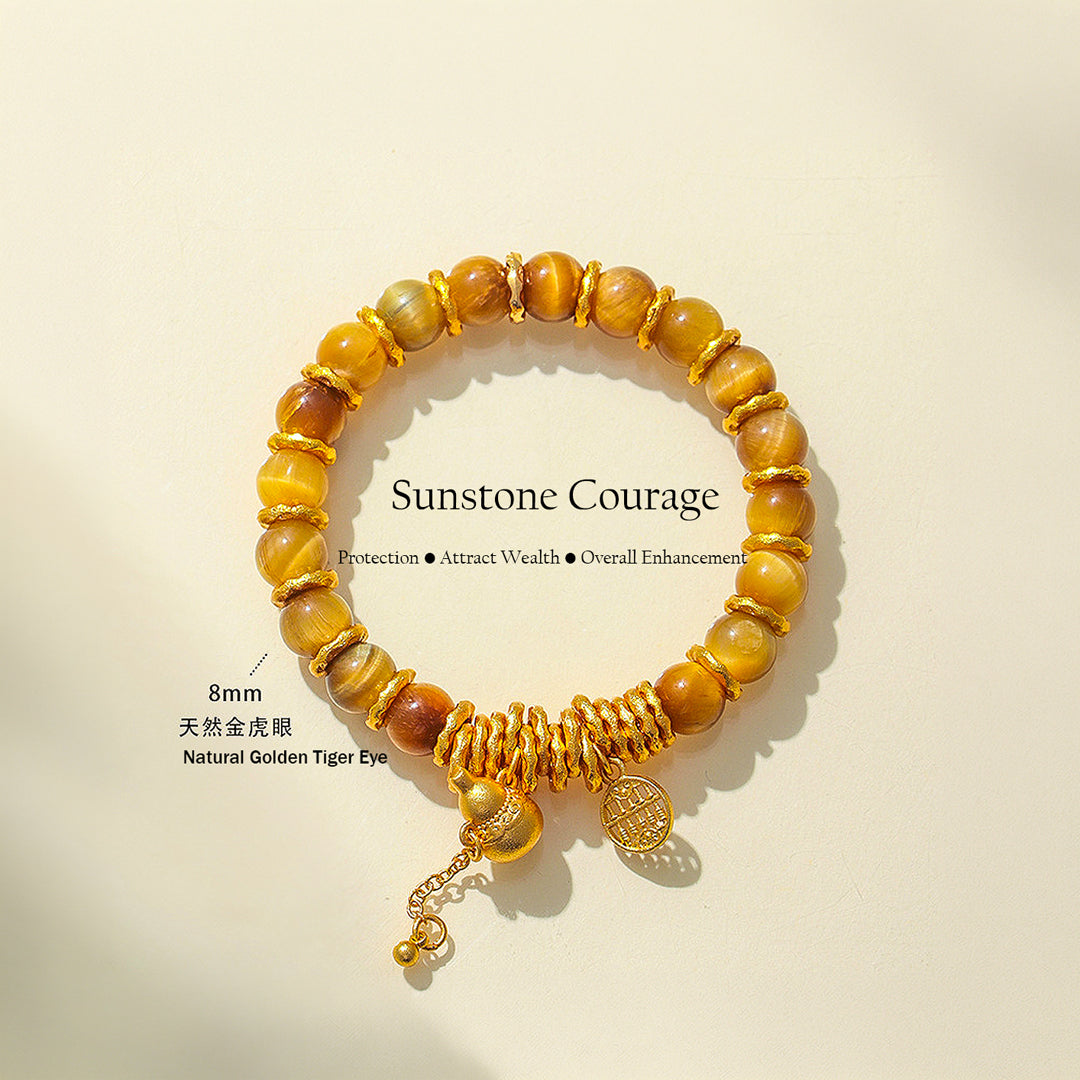 Golden Topaz, Tiger Eye &amp; Rose Quartz Prosperity Natural Crystal Bracelet | C236