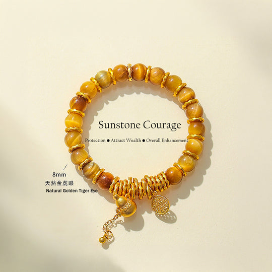 Golden Topaz, Tiger Eye &amp; Rose Quartz Prosperity Natural Crystal Bracelet | C236