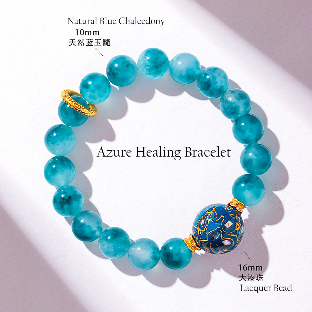 Blue Chalcedony Azure Natural Crystal Bracelet | C237 – Tiara.com.sg