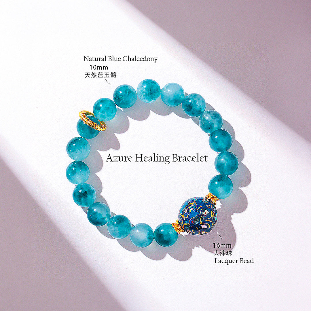Blue Chalcedony Azure Natural Crystal Bracelet | C237