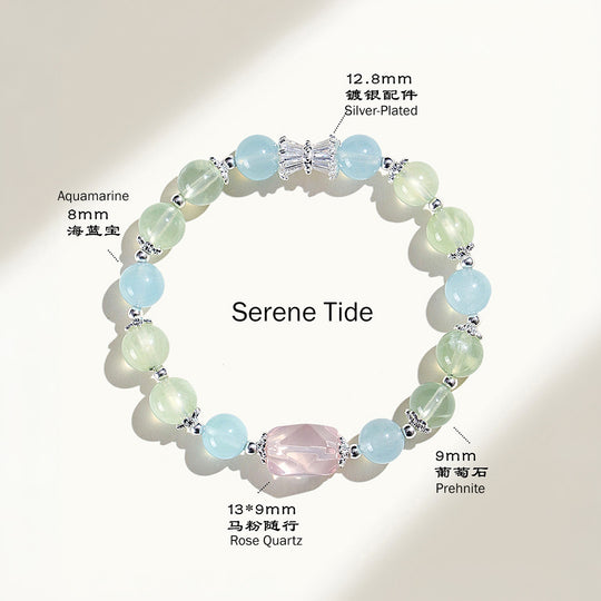 Rose Quartz &amp; Aquamarine Natural Crystal Bracelet | C247