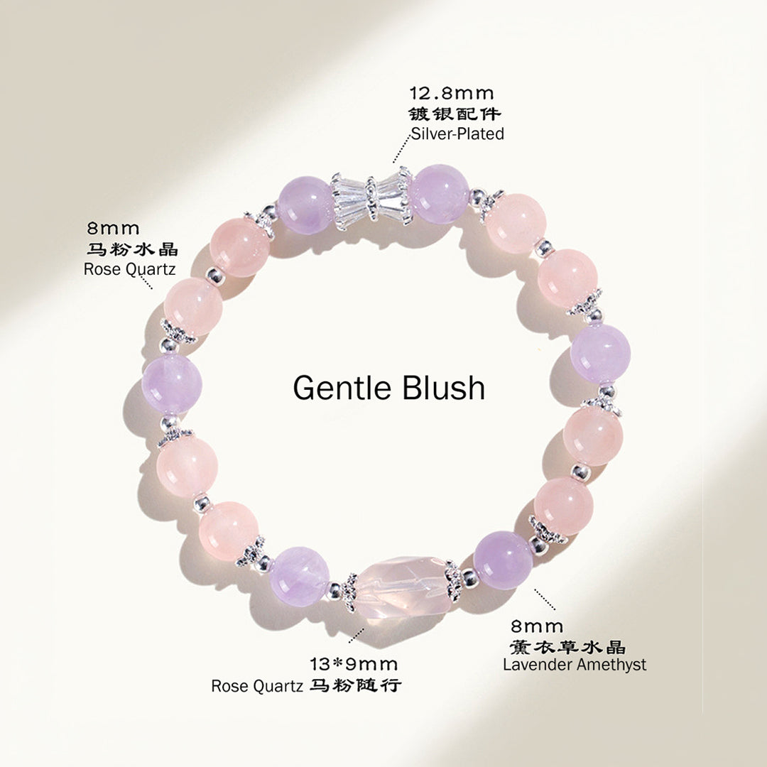 Rose Quartz &amp; Aquamarine Natural Crystal Bracelet | C247