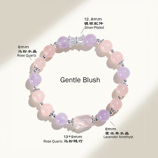 Rose Quartz &amp; Aquamarine Natural Crystal Bracelet | C247