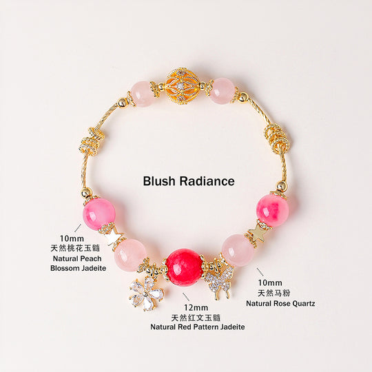 Uruguay Amethyst &amp; Rose Quartz Celestial Bloom Natural Crystal Bracelet | C248