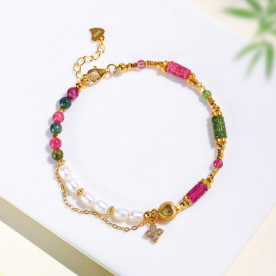 C254 – Tourmaline & Pearl Bracelet