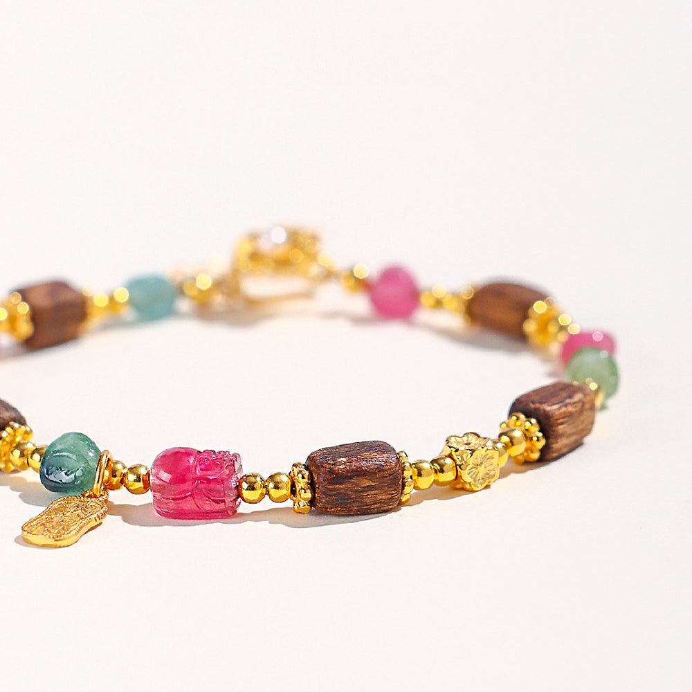 C256 – Tourmaline, Agarwood &amp; Pearl Bracelet