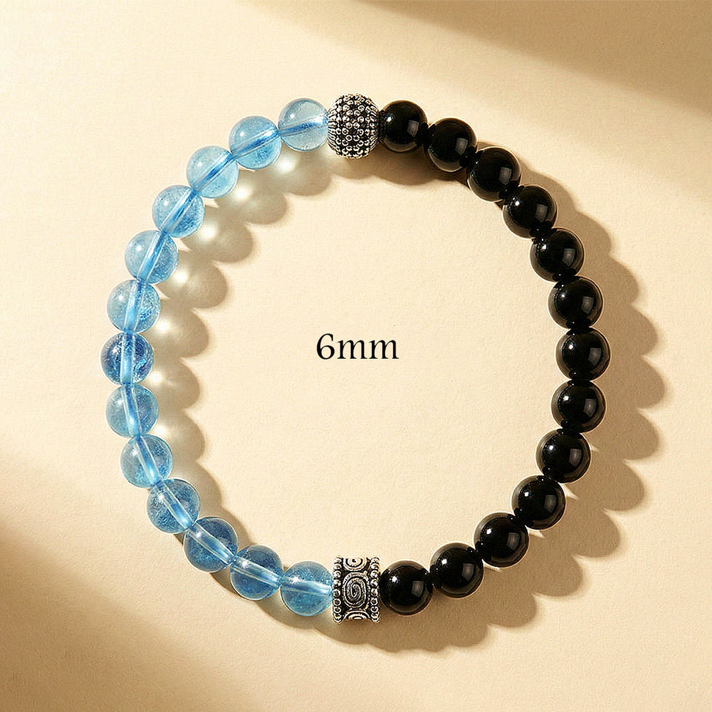 Obsidian & Aquamarine Divine Protection Natural Crystal Bracelet | C261 - Crystal Bracelet | Singapore Jewellery, Wedding Rings & Gifts | Same Day Delivery | Tiara.com.sg