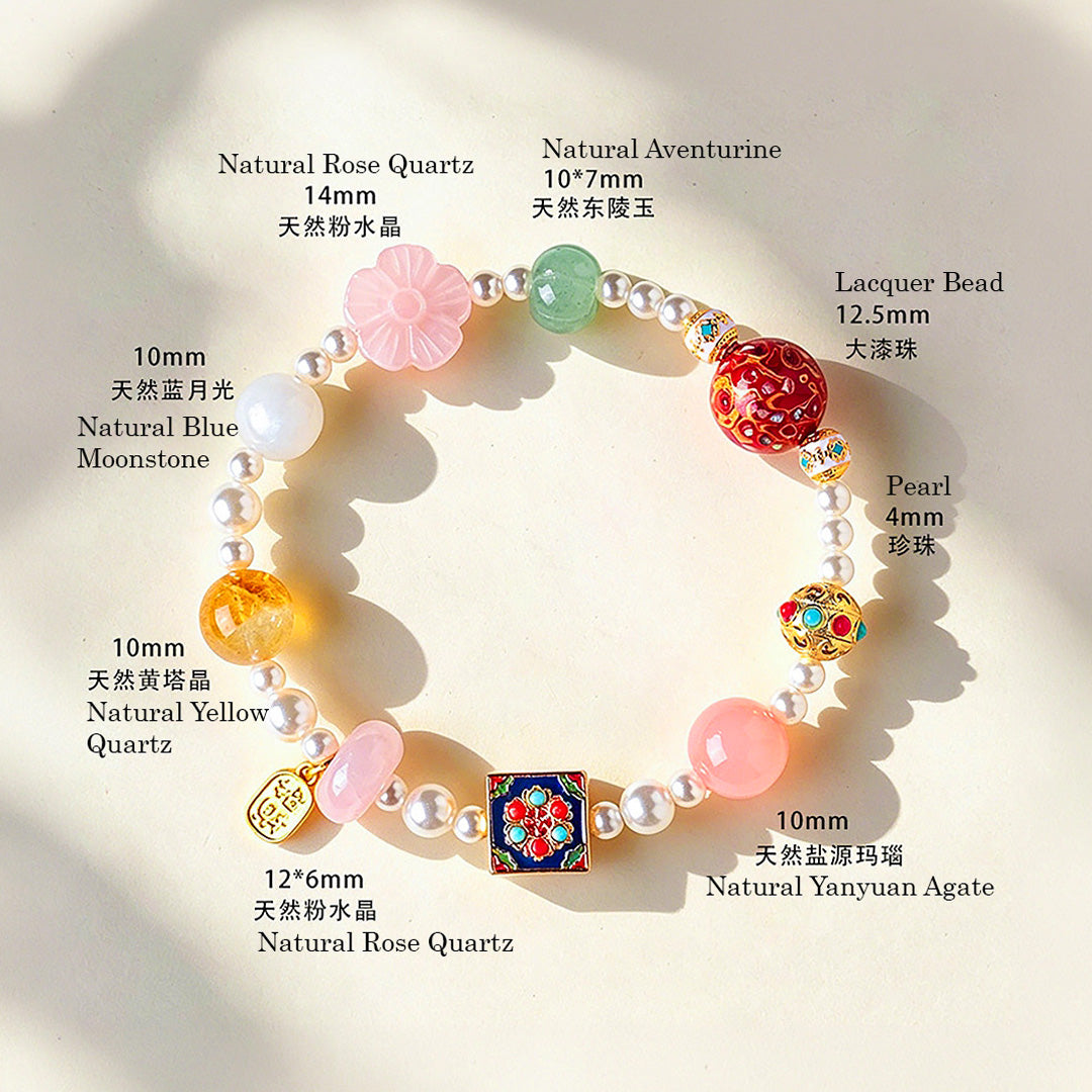 Rose Quartz, Blue Moonstone, Yellow Quartz &amp; Yanyuan Agate | C269