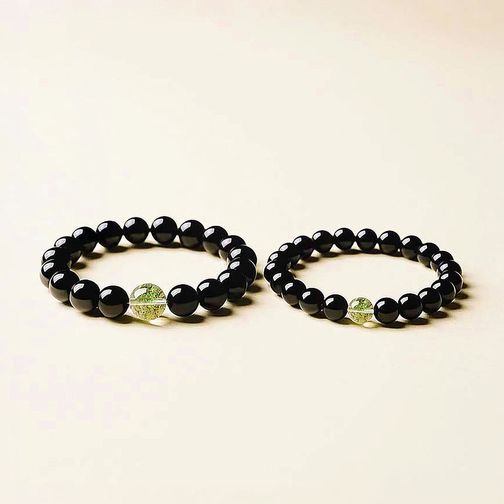 Black Obsidian & Green Phantom Quartz | SKU: C273