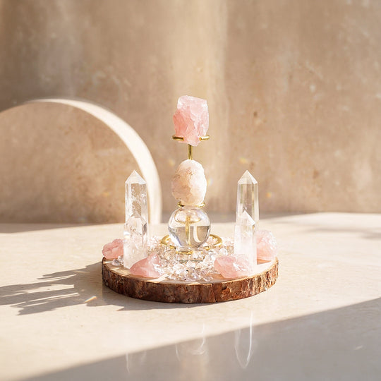 Rose Quartz &amp; Clear Quartz Crystal Array | CE8002