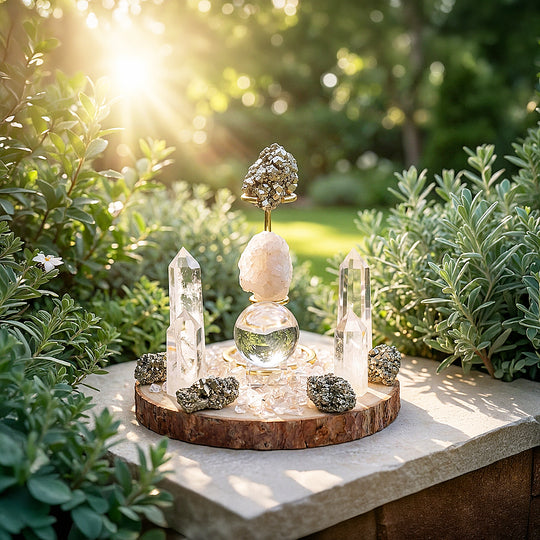 Peruvian Pyrite &amp; Clear Quartz Crystal Array | CE8004