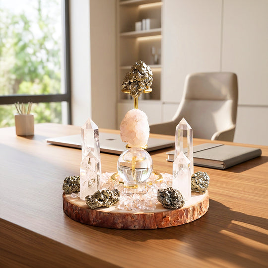 Peruvian Pyrite &amp; Clear Quartz Crystal Array | CE8004