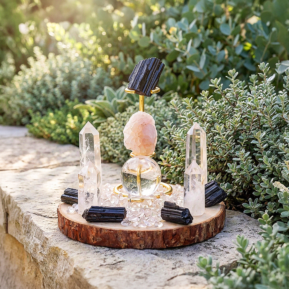 Black Tourmaline & Clear Quartz Crystal Array | CE8006