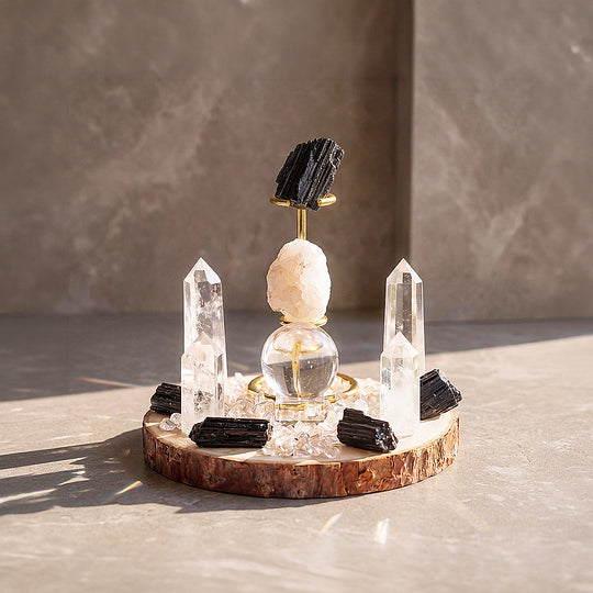 Black Tourmaline &amp; Clear Quartz Crystal Array | CE8006