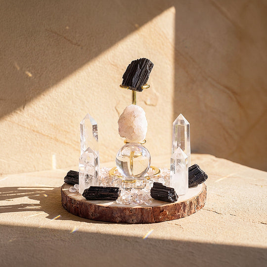 Black Tourmaline &amp; Clear Quartz Crystal Array | CE8006