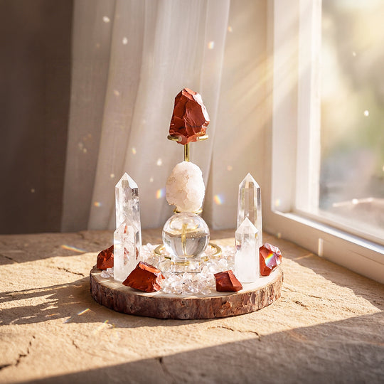 Red Jasper &amp; Clear Quartz Crystal Array | CE8010