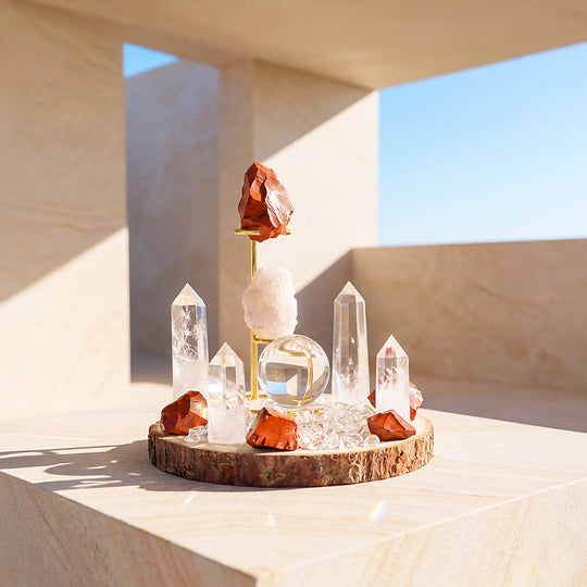 Red Jasper &amp; Clear Quartz Crystal Array | CE8010