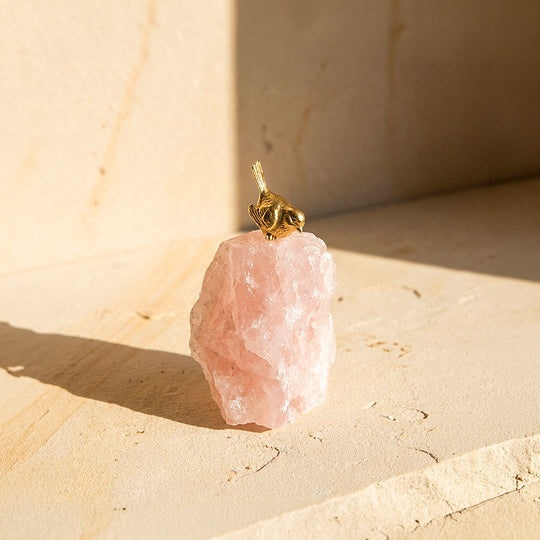 Rose Quartz Love Bird Crystal Display | CE8019