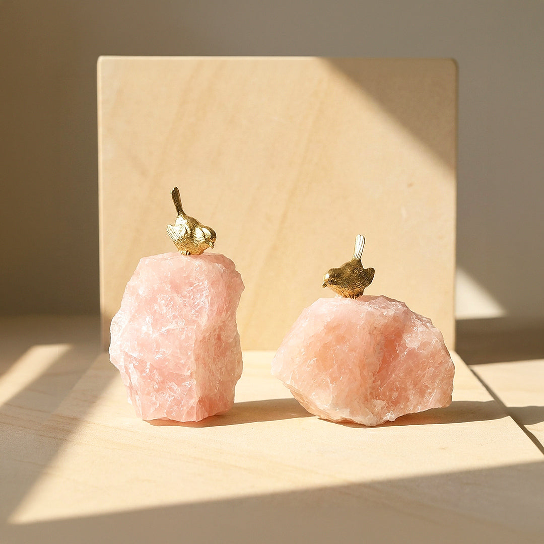 Rose Quartz Love Bird Crystal Display | CE8019