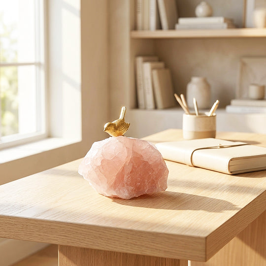 Rose Quartz Love Bird Crystal Display | CE8019