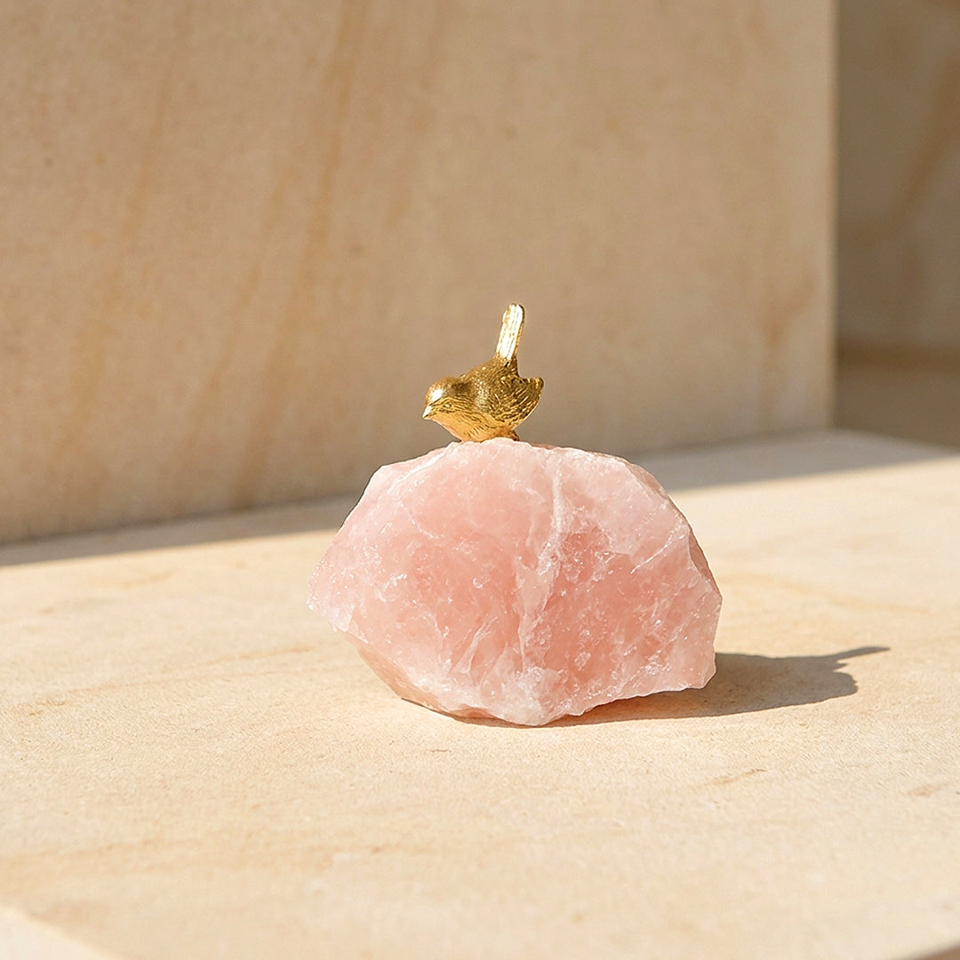 Rose Quartz Love Bird Crystal Display | CE8019