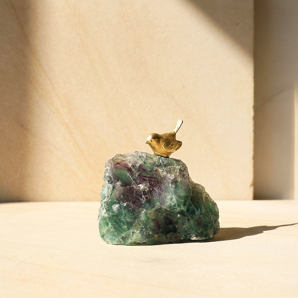 Green Fluorite Love Bird Crystal Display | CE8020