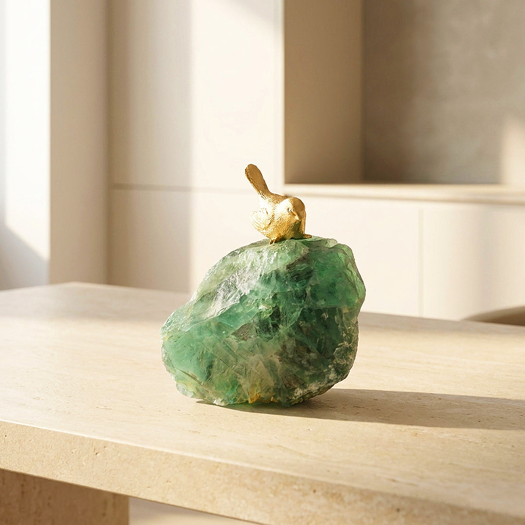 Green Fluorite Love Bird Crystal Display | CE8020