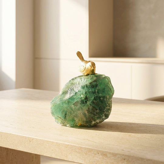 Green Fluorite Love Bird Crystal Display | CE8020
