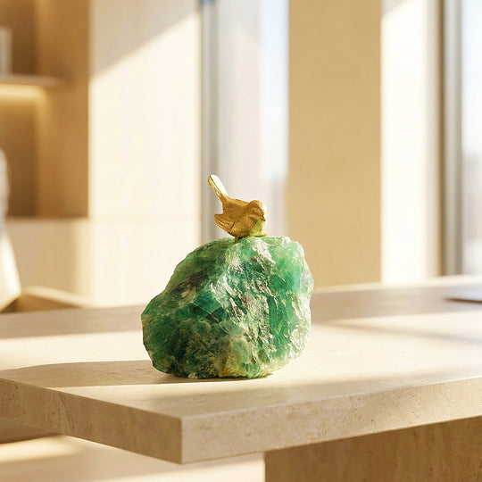 Green Fluorite Love Bird Crystal Display | CE8020