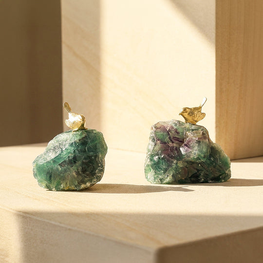 Green Fluorite Love Bird Crystal Display | CE8020