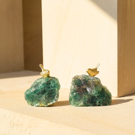 Green Fluorite Love Bird Crystal Display | CE8020