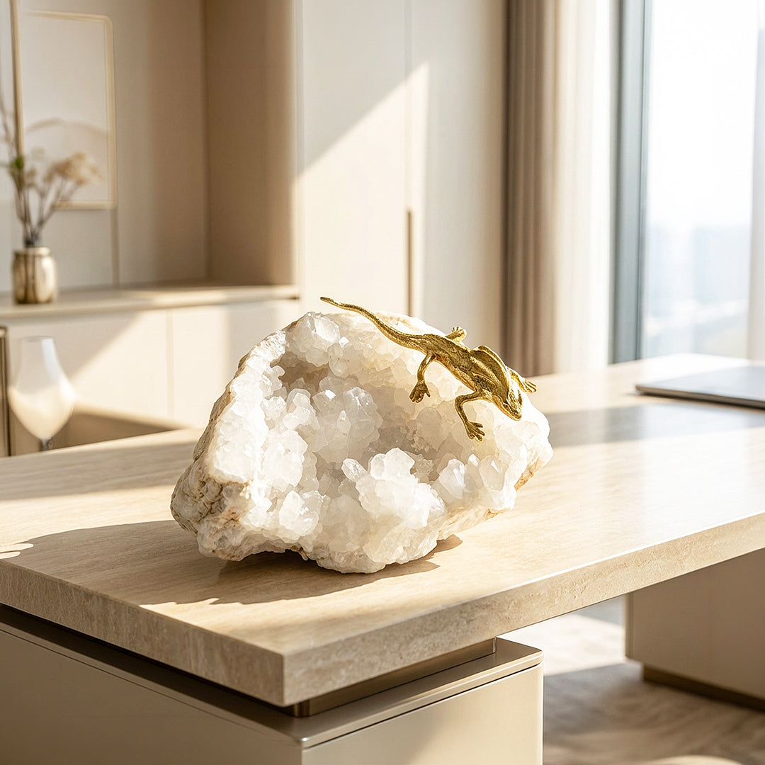 Clear Quartz Lizard Crystal Display | CE8021