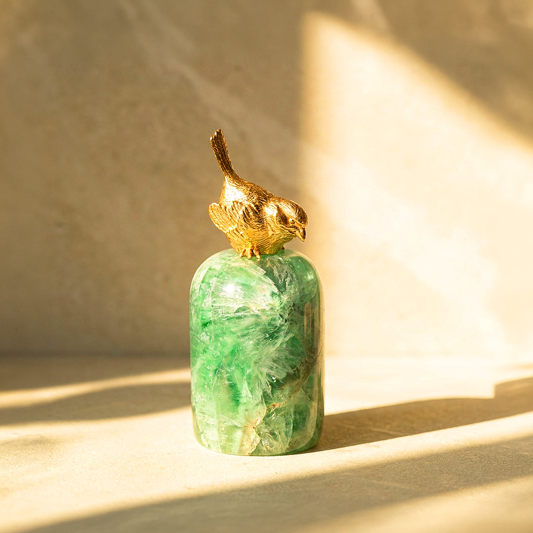 Green Fluorite Love Bird Crystal Display | CE8022
