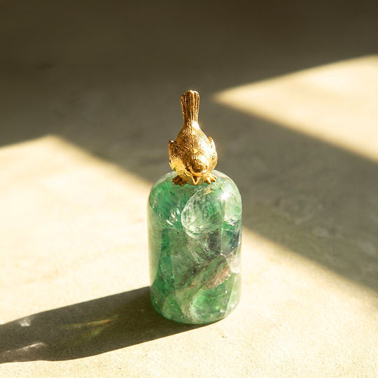 Green Fluorite Love Bird Crystal Display | CE8022
