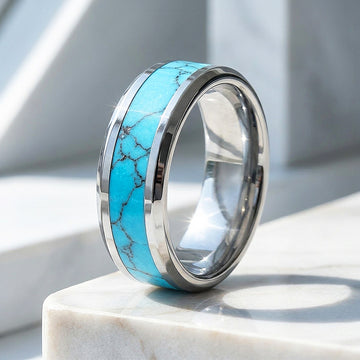 Caspian | Turquoise Simulant Inlay Tungsten Ring | Men's Ring