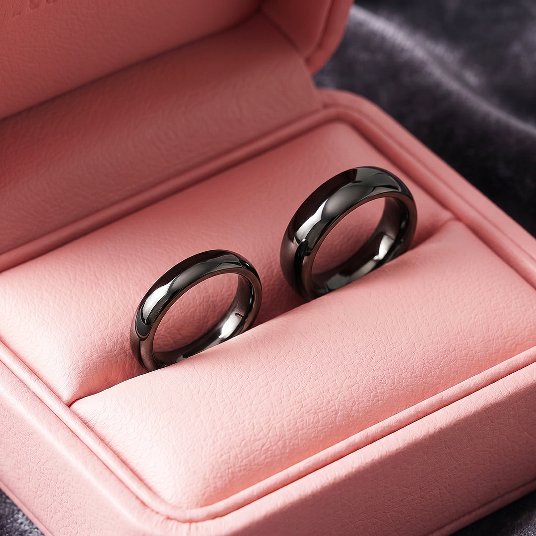 Classic Black Couple Rings | Matching Black Stainless Steel Couple Rings