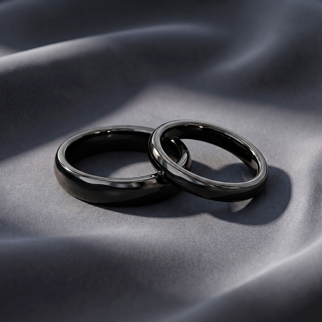 Classic Black Couple Rings | Matching Black Stainless Steel Couple Rings