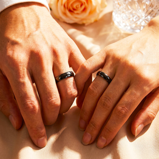 Classic Black Couple Rings | Matching Black Stainless Steel Couple Rings