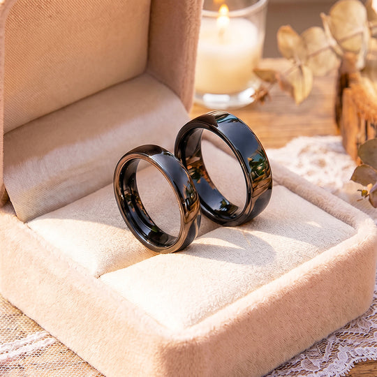 Classic Black Couple Rings | Matching Black Stainless Steel Couple Rings