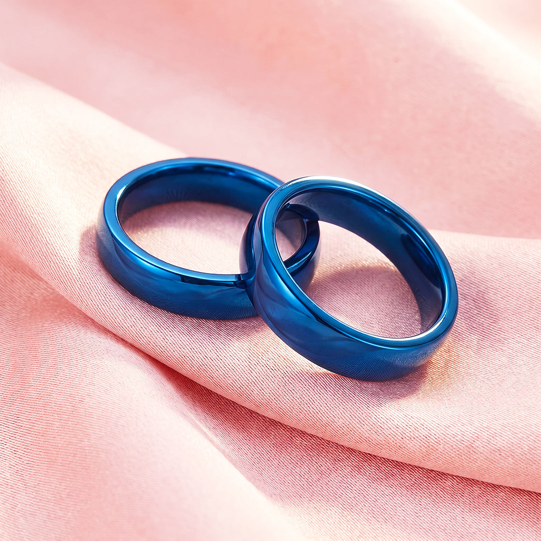 Classic Blue Couple Rings | Matching Blue Stainless Steel Couple Rings