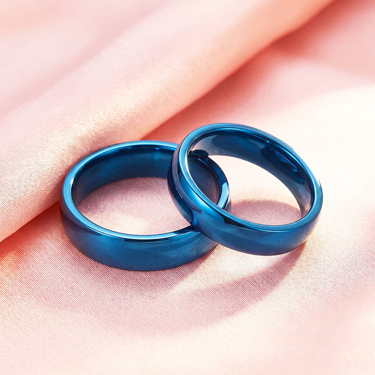 Classic Blue Couple Rings | Matching Blue Stainless Steel Couple Rings